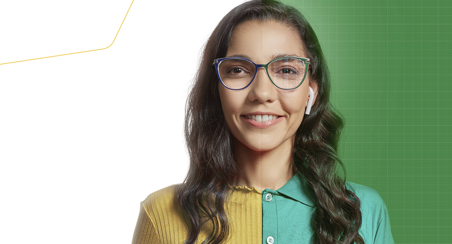 Banner do Programa Autonomia e Renda Petrobras com mulher sorridente em montagem dividida entre roupa casual e uniformizada.