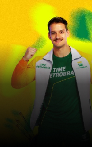Atleta Marcus D´Almeida, do arco e flecha veste uniforme do Time Petrobras