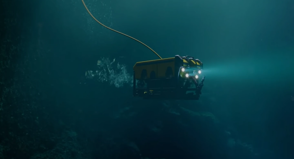 Submarino da Petrobras explorando o mar em águas profundas.