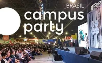 Publicity photo of Campus Party Brasil, with the event's logo overlayed on the image.
