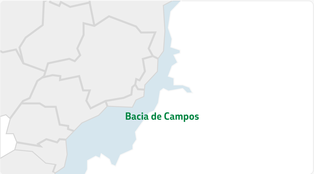Mapa mostrando onde fica localizada a Bacia de Campos no Brasil