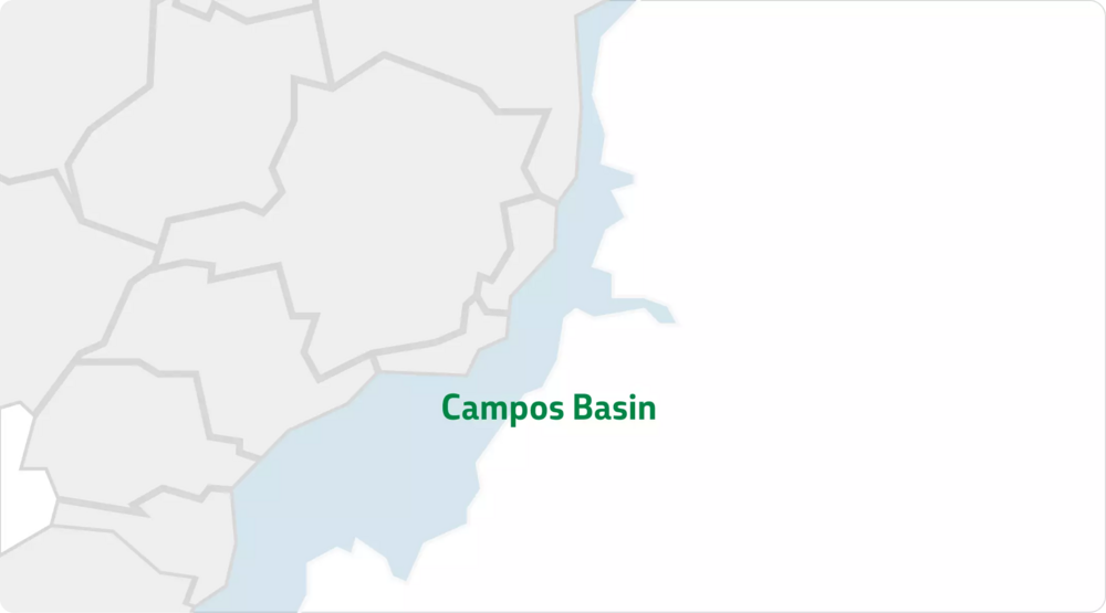 Map showing the location of the Campos Basin in Brazil