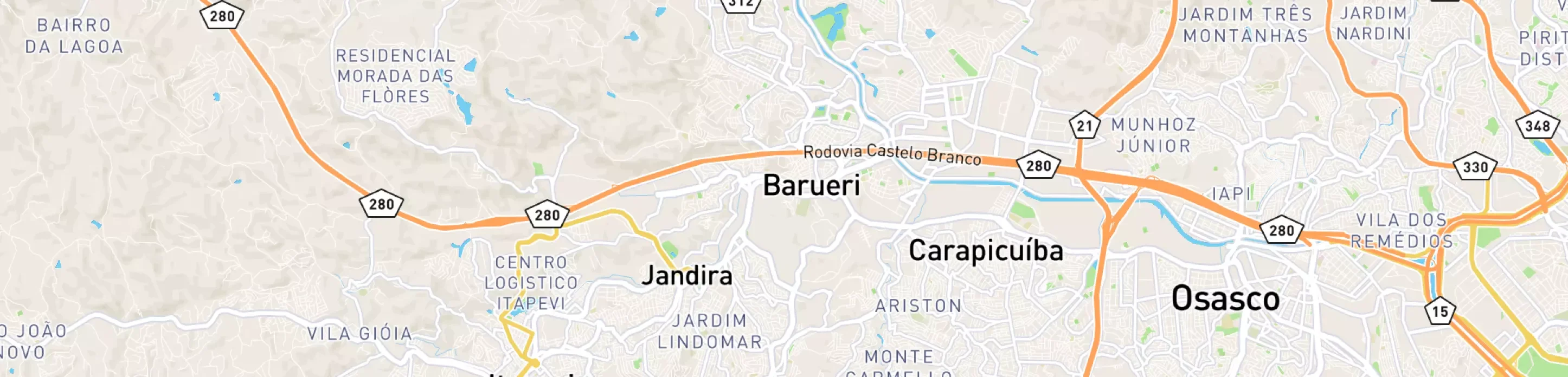Mapa mostrando localização do terminal logístico de Barueri, da Petrobras.
