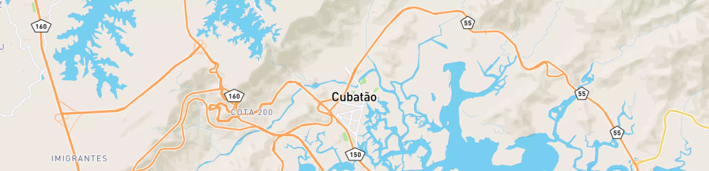Mapa mostrando localização do terminal logístico de Cubatão, da Petrobras.