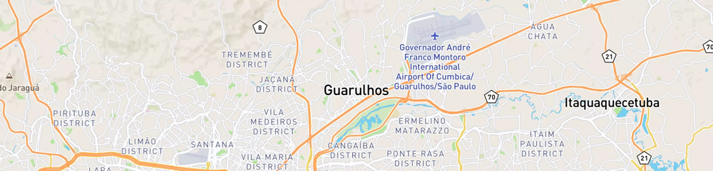 Mapa mostrando localização do terminal logístico de Guarulhos, da Petrobras.