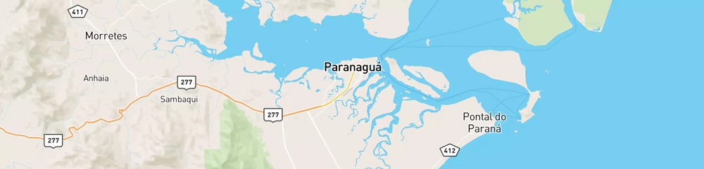 Mapa mostrando localização do terminal logístico de Paranaguá, da Petrobras.