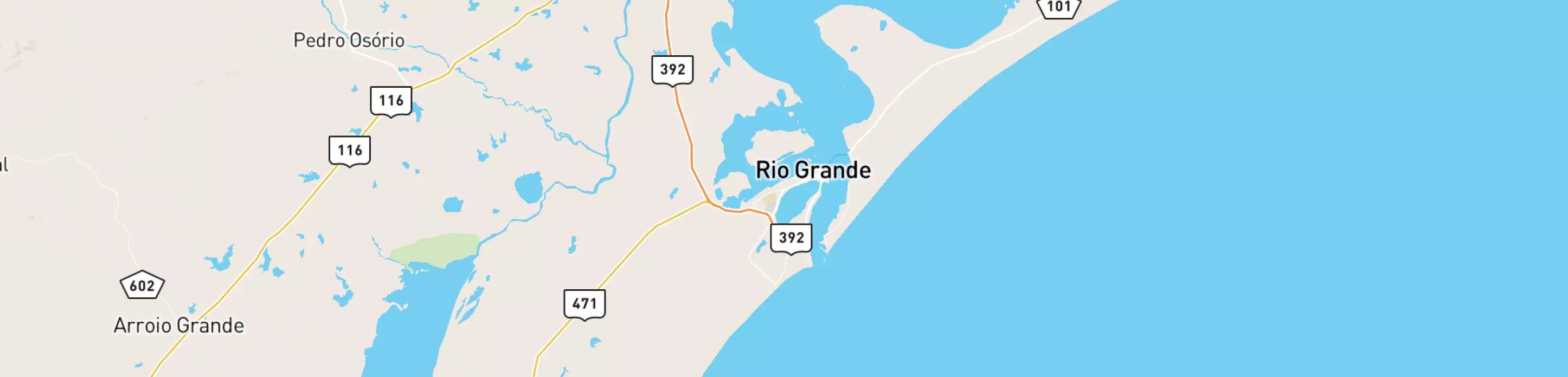 Mapa mostrando localização do terminal logístico Rio Grande, da Petrobras