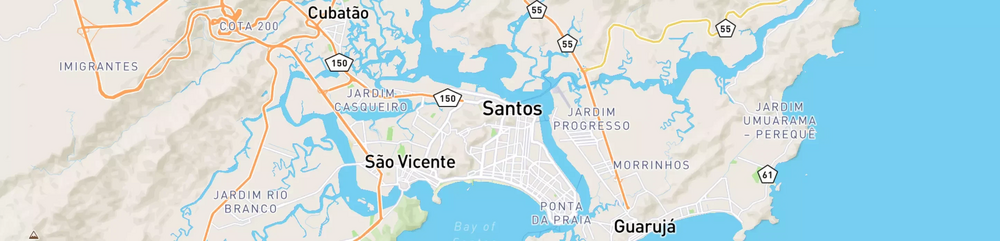 Mapa mostrando localização do terminal logístico de Santos, da Petrobras.