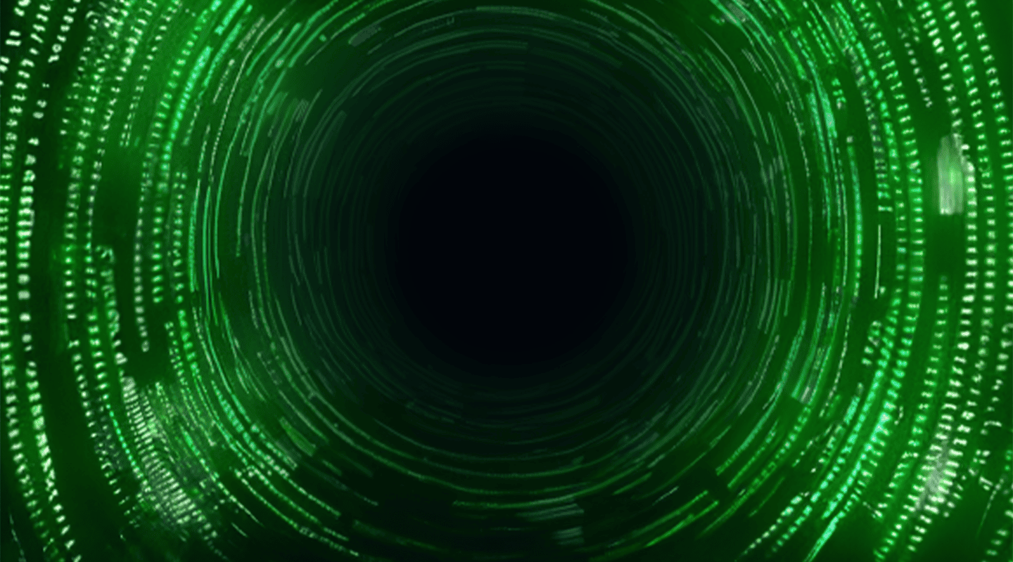 black tunnel, with green leds on the sides