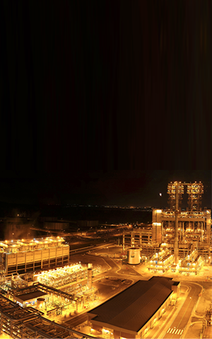 Duque de Caxias Refinery (RJ) at night, with lighting lights on.