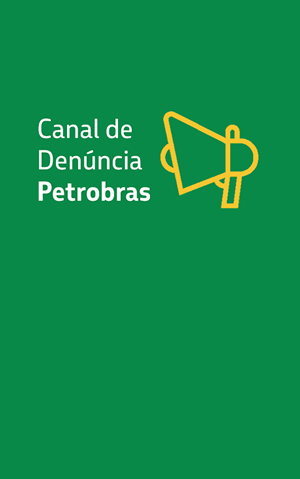 Ilustração simplificada de um megafone ao lado do texto "Canal de Denúncia Petrobras".