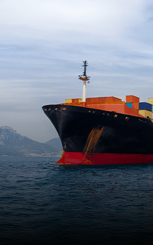 Foto de navio cargueiro em alto mar, representando o uso de Bunker Petrobras.