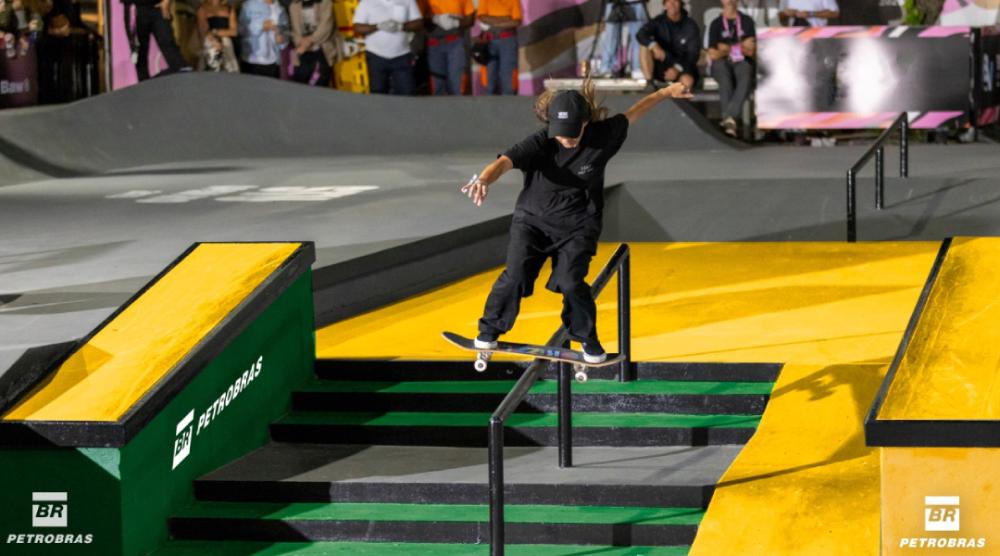 Athlete maneuvering on skateboard